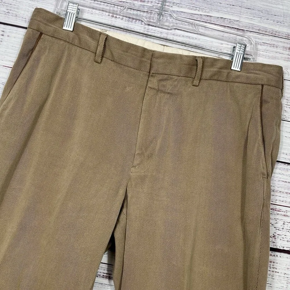 VTG Polo Ralph Lauren 36x32 Beige Twill Leather Trim Pocket Chino Pant Trouser
